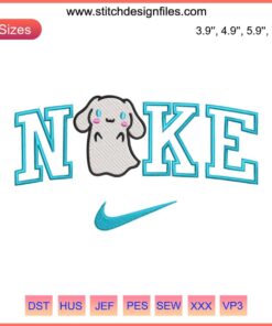 Nike x Cinnamoroll Ghost Embroidery Design, Halloween Sanrio Digital Stitching, Cute Ghost & Stars Pattern, Spooky Season Decor