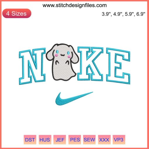 Nike x Cinnamoroll Ghost Embroidery Design, Halloween Sanrio Digital Stitching, Cute Ghost & Stars Pattern, Spooky Season Decor
