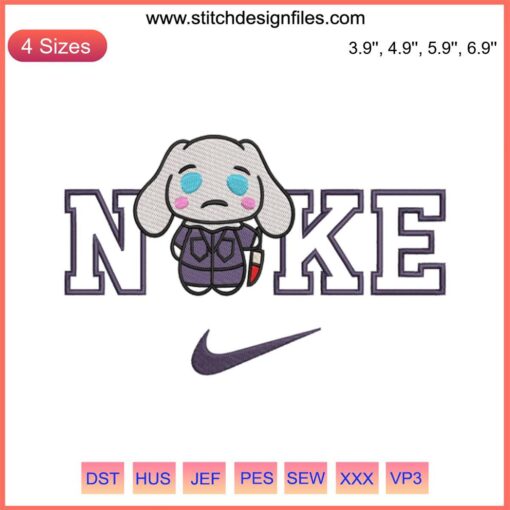 Nike x Cinnamoroll Halloween Embroidery Design featuring spooky digital stitching, perfect for festive apparel crafting.