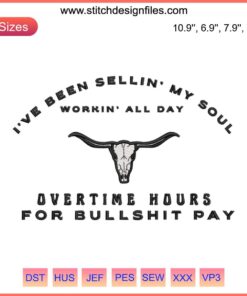 I've Been Selling My Soul Embroidery Design - Oliver Anthony Country Music Digitizing File, intricate musical embroidery pattern.