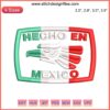 Hecho En Mexico Eagle Embroidery Design featuring iconic eagle and serpent, vibrant colors for Mexican Independence Day stitching.