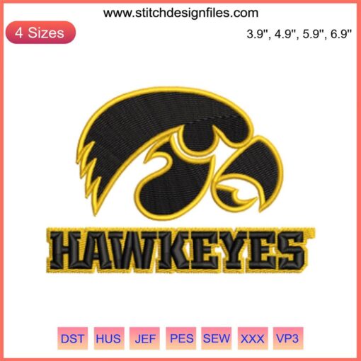 Iowa Hawkeyes Football Embroidery Design featuring Iowa Hawkeyes Logo | Digital Stitching for Sports Fans