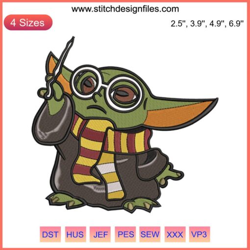 Yoda Baby Embroidery Design, Harry Potter Patterns, Instant Download, Cute Jedi Embroidery Art, Star Wars, Magical Craft Pattern