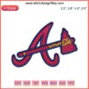 Atlanta Braves Logo Embroidery Design: American Baseball Digital Stitching, Bold A Letter, Red and Blue Thread, Sports Team Emblem