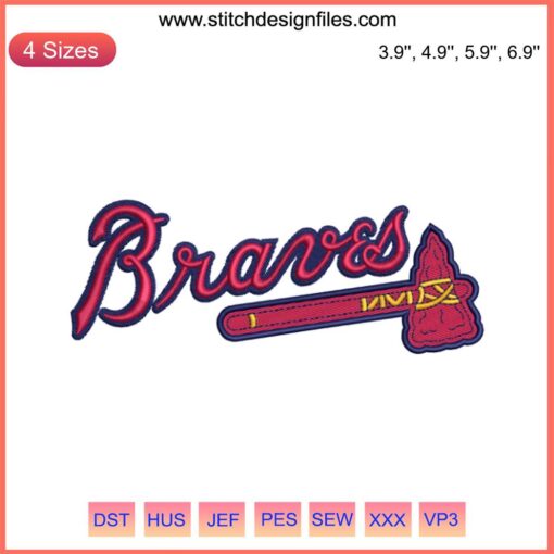 Atlanta Braves Logo Embroidery Design | MLB Digitizing File | Baseball Team Icon Embroidery Pattern