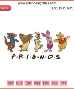 Winnie the Pooh and Friends Disney Embroidery Design, Digital Stitching, Funny Cartoon Pattern, Sewing Craft Decor, Animated Template