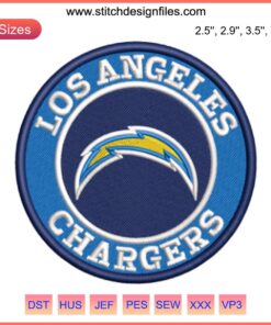 Los Angeles Chargers Football Embroidery Design showcasing NFL logo digital stitching, perfect for fan gear crafting.