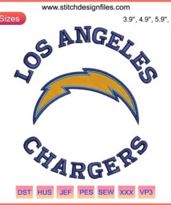 Los Angeles Chargers NFL Embroidery Design, featuring bold American football stitching, perfect for digital crafting.