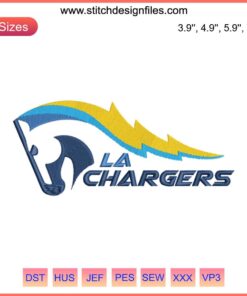 Los Angeles Chargers Embroidery Design, Digital Football Stitching, NFL Team Logo, Custom Embroidery Pattern