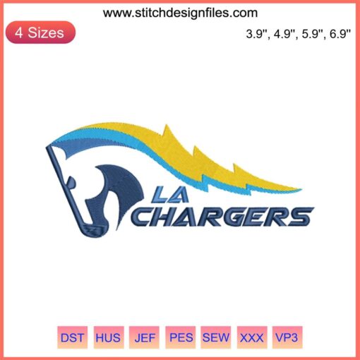 Los Angeles Chargers Embroidery Design, Digital Football Stitching, NFL Team Logo, Custom Embroidery Pattern