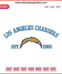 Los Angeles Chargers Est 1960 Embroidery Design, NFL Chargers Digital Stitching, Vintage Football, Team Spirit, NFL Fan Art.