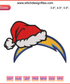 Los Angeles Chargers Christmas Embroidery Design | NFL Logo Digital Stitching | Festive Chargers Logo | NFL License Pattern