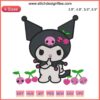 Sanrio Kuromi Cherry Embroidery Design: Cute Kuromi character with cherries, digital stitching pattern, perfect for crafting projects.