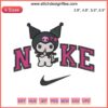 Kuromi with cherries embroidery design for Nike shoes, Sanrio digitizing file, kawaii character, unique embroidery pattern.