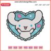 Sanrio Cinnamoroll Heart Embroidery Design | Kawaii Character Embroidery File | Cute Cinnamoroll Digitizing Design