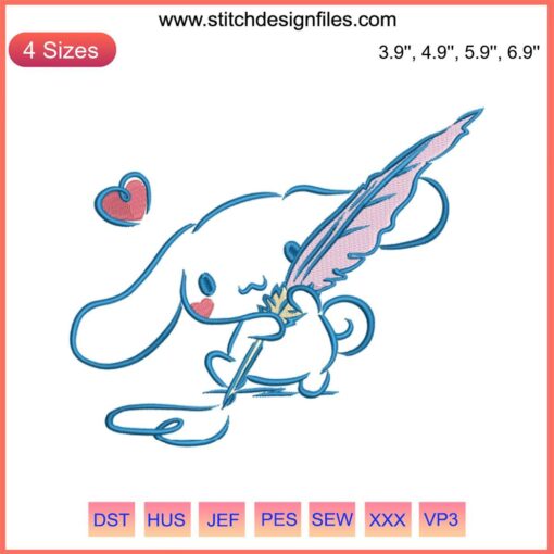 Sanrio Cinnamoroll Embroidery Design: Adorable Cinnamoroll digital stitching, perfect for cute crafts and sewing projects.