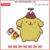 Sanrio Pompompurin Cute Embroidery Design featuring Pompompurin and friends in a fun digital stitching pattern.