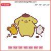 Pompompurin and Friends Embroidery Design featuring Sanrio Muffin and Scone, digital stitching pattern, kawaii embroidery.
