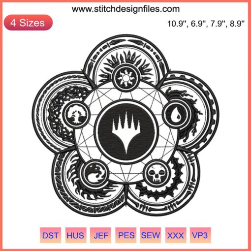 Magic The Gathering card embroidery design featuring MTG Arena game motifs, perfect for digital stitching enthusiasts.