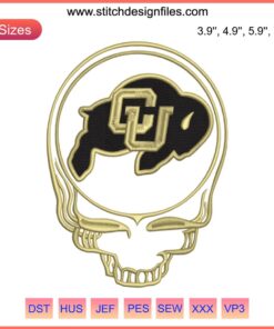 Skull University of Colorado Buffaloes Embroidery Design, Steal Your Face 2023 Digital Stitching, Iconic Sports Logo Embroidery