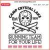 Camp Crystal Lake Running Team Embroidery Design, Friday the 13th Themed, Digital Stitching, Horror Inspired Craft Pattern.