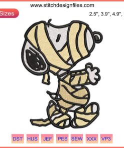 Snoopy Mummy Embroidery Design | Halloween Cartoon Stitching | Cute Snoopy Wrapped as Mummy for DIY Embroidery Projects