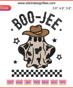 Boo Jee Cowboy Ghost Embroidery Design | Halloween 2023 Digital Stitching | Western-Ghost Motif for Festive Crafts