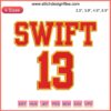Swift 13 Kansas City Chiefs NFL Embroidery Design, Digital Stitching of Football Jersey, Seamless for Apparel Customization