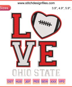 Ohio State Football Embroidery Design featuring Buckeyes logo, perfect for fans and custom digital stitching projects.