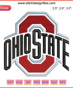 Ohio State Buckeyes Logo Embroidery Design | Red "O" with Gray Outline | College Football Design | Digital Stitching