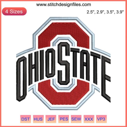 Ohio State Buckeyes Logo Embroidery Design | Red "O" with Gray Outline | College Football Design | Digital Stitching