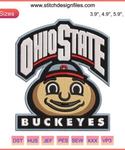 Ohio State Buckeyes Mascot Logo Embroidery Design | University Mascot Digital Stitching | College Sports Team Emblem