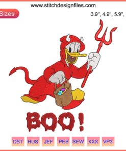 Donald Duck in Ghost Costume Embroidery Design, Disney Halloween, Boo Stitching Pattern, Digital Embroidery Art.