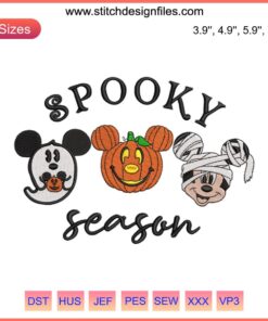 Mickey Ghost Pumpkin Embroidery Design: Playful Halloween stitching featuring spooky Mickey-shaped ghost pumpkin. Perfect for festive crafting.