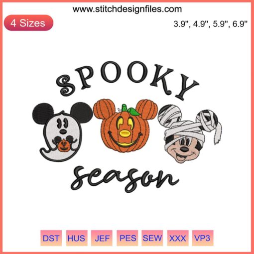 Mickey Ghost Pumpkin Embroidery Design: Playful Halloween stitching featuring spooky Mickey-shaped ghost pumpkin. Perfect for festive crafting.