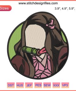 Nezuko Anime Embroidery Design | Detailed Demon Slayer Digital Stitching | Unique Nezuko Pattern for DIY Embroidery Projects