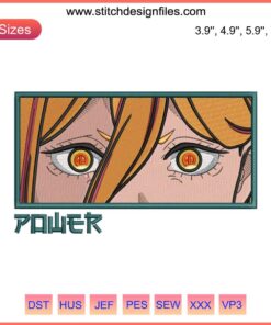 Chainsaw Man Power Eyes Embroidery Design, Anime Digital Stitching, Vibrant Eye Detail, Ideal for Fans, Embroidery Art