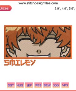 Nahoya Kawata Face Embroidery Design featuring Tokyo Revengers anime character; digital stitching pattern for crafting enthusiasts.