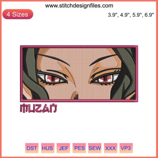 Muzan Kibutsuji Eyes Embroidery Design | Kimetsu no Yaiba Anime Embroidery File | Intricate Digitized Eye Design