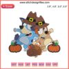 Turkey Bluey Bingo Thanksgiving Embroidery Design | Disney-themed digital stitch featuring Bluey and Bingo for Thanksgiving decor.