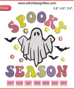 Ghost Spooky Season Embroidery Design, Halloween Digitizing File, Cute Ghost Stitched Pattern, Perfect for Halloween Crafts