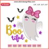Bootiful Cute Girl Ghost Embroidery | Halloween Digital Stitch Design | Fun Spooky Ghost with Bow | Halloween Decor Sewing Project