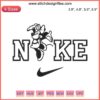 Minnie & Mickey embroidery design, Nike-inspired, fun digital stitching; Minnie Mouse couple theme, cartoon character embroidery.