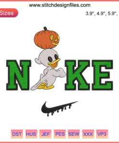 Nike Louie Duck Halloween Embroidery Design featuring Huey, Dewey, and Louie in vibrant digital stitching pattern.