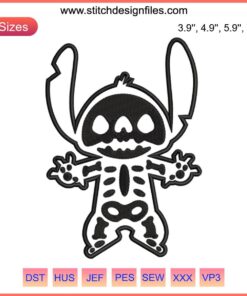 "Spooky Stitch Skeleton Embroidery Pattern | Disney Halloween Digital Design | Perfect for Crafting & Seasonal Projects"