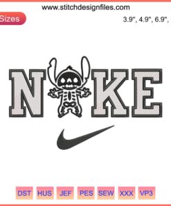 Nike Skeleton Embroidery Design: Stitch Halloween Digital Art, Intricate Skeleton Motif for Creative Stitching Projects