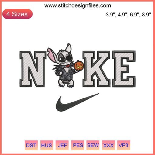 Jack Skellington Embroidery Design by Nike x Stitch, Disney Halloween Embroidery Digitizing File