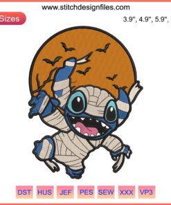 Stitch Cosplay Mummy Halloween Embroidery Design - Disney Lilo and Stitch Digital Stitching