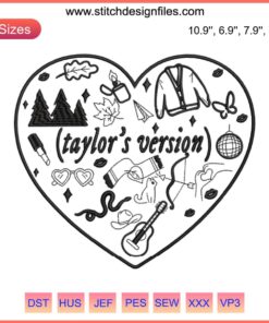 Heart Embroidery Design Taylor's Version | Taylor Swift Digital Stitching | Chic Needlework Pattern