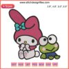 "My Melody and Keroppi Embroidery Design: Cute Sanrio Cartoon Characters Digital Stitching Pattern for DIY Crafts"